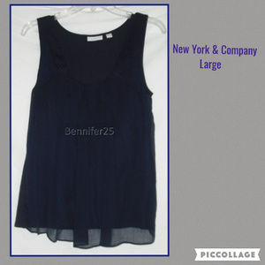 NY&Co sleeveless Large shell navy tank gauze sheer
